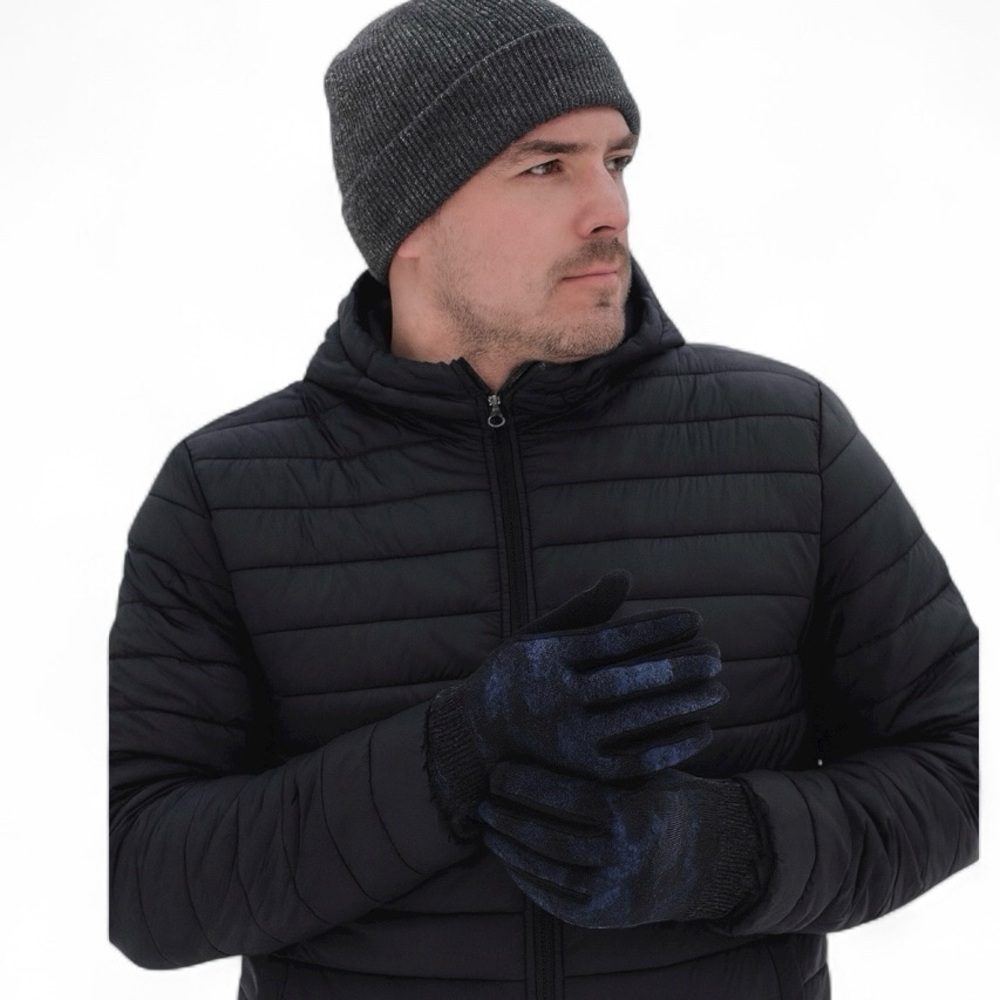 LEVIS Mens Stretch Active Fit Inteli-touch Gloves Knit Cuff Camouflage/Blue NWT
